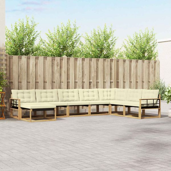 vidaXL Outdoor-Sofagarnitur mit Kissen 8-teilig Weiß und Creme, 3388976