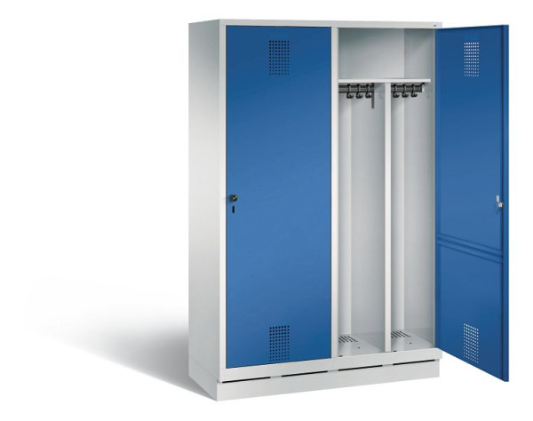 C+P Schwarz-Weiss-Spind Evolo, H1800xB1190xT500mm, Farbe: Lichtgrau / Enzianblau, 48220-40 S10011