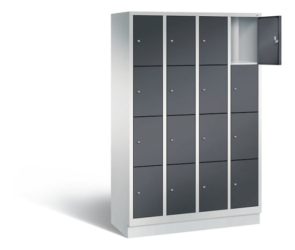 C+P Schließfachschrank Evolo, H1800xB1190xT500mm, Farbe: Lichtgrau / Schwarzgrau, 48020-404 S10032