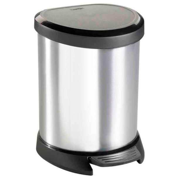 STEIN HGS Treteimer Decobin, 5 Liter, silber, schwarz, Recyceltes Kunststoff, 84041.0003