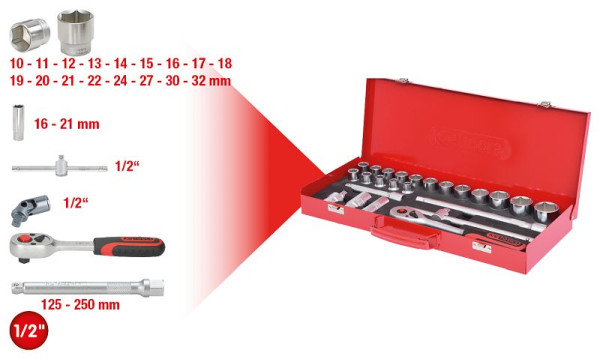 KS Tools 1/2" Steckschlüssel-Satz, 24-teilig 6-kant, 917.4024