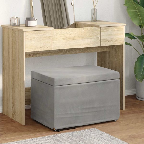 vidaXL Hocker Hellgrau 61 x 41 x 40 cm Samt und Engineering Holz, 876765