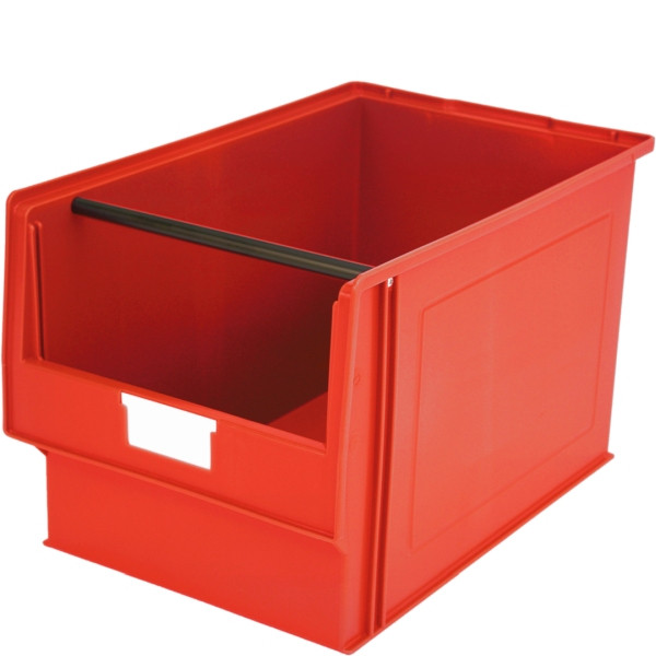 BITO Sichtlagerkasten PK Set inklusive Etikett /PK1 500x315x300 rot, mit Tragestange inklusive Etikett, 4 Stück, C0250-0002