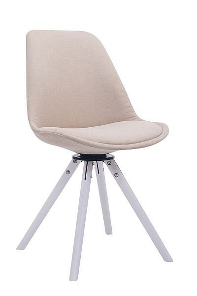 CLP Besucherstuhl Troyes Drehbar Weiß Stoff Rund, creme, 151856004