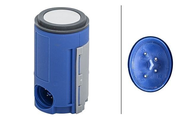 HELLA Sensor, Einparkhilfe, zylindrisch, 4-polig, gesteckt, lackierbar, mit Befestigungsring, 6PX 358 141-571