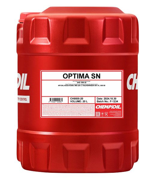 CHEMPIOIL Motoröl 9505 Optima SN 10W-30, VE: 20 l, CH9505-20