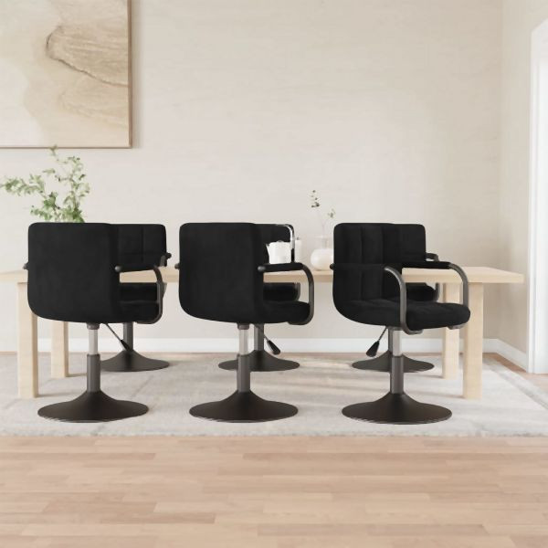 vidaXL Esszimmerstühle 6 Stk. Drehbar Schwarz Samt, 3087927