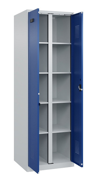 C+P Wäsche-Spind Evolo PLUS, 2 Abteile, 1850x600x500mm, 7035/5010, Verschluss Zylinderschloss, 049002-20B S10033