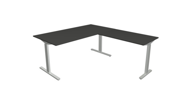 Kerkmann Winkelarbeitsplatz Form 2, Schreibtisch B 1600 x T 800 x H 700-820 mm, Anbautisch 1000 x 600 x 700-820 mm, anthrazit, (Montage), 11023013-1