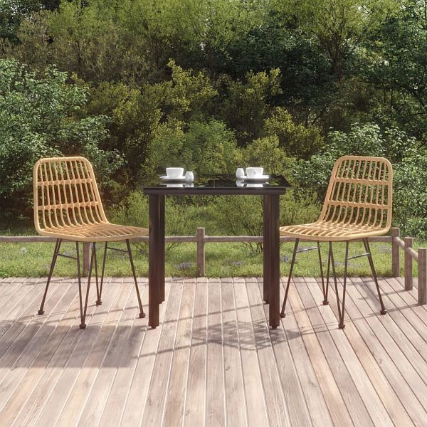 vidaXL 3-teilig Garten-Essgruppe Poly Rattan, Material: Stahl, Polyethylen mit Rattan-Optik, 3157887