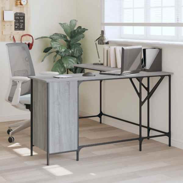 vidaXL Schreibtisch Grau Sonoma 141x141x75 cm Holzwerkstoff, 837600