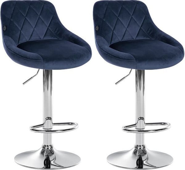 CLP Barhocker Lazio Samt chrom, blau, VE: 2 Stück, 323243