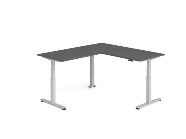 Hammerbacher Sitz-Steh-Winkeltisch 200x180cm Graphit/Silber, VXDSMW1912/G/S