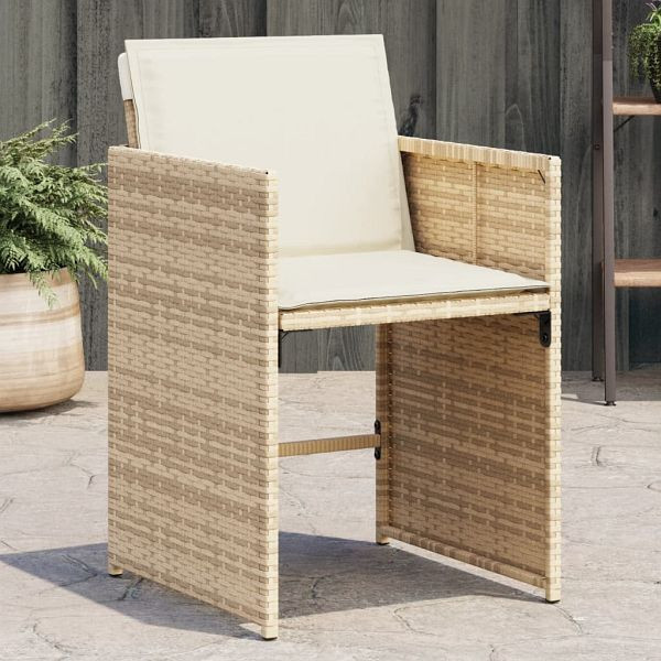 vidaXL Gartenstühle mit Kissen 4 Stück Beige Poly Rattan, 4007459