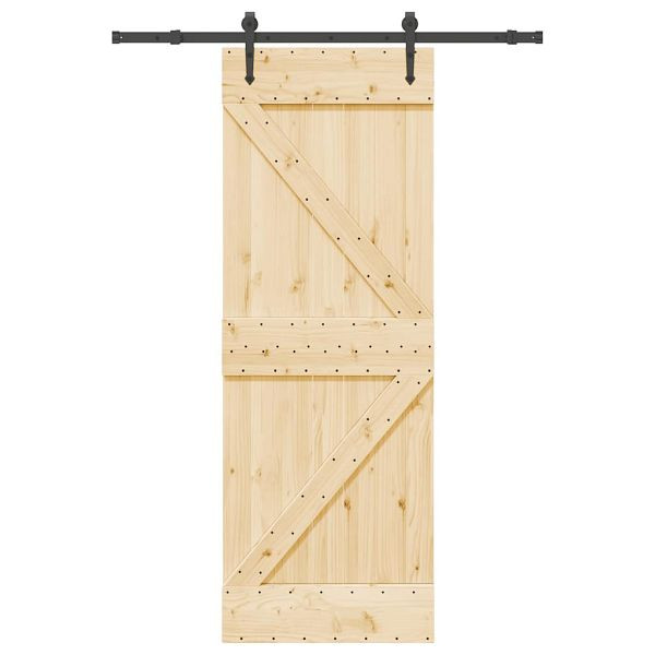 vidaXL Schiebetür mit Beschlag 70x210 cm Massivholz Kiefer, 3332640