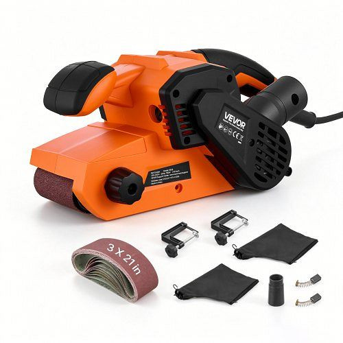 VEVOR 750W Bandschleifer Elektrisch 7,6x53,3cm Bandgröße, 3,2-6,2m/s Drehzahlregelung, 2 Staubbeutel, 3m Netzkabel, DSSMJSCTSLYC1AGDP001V2