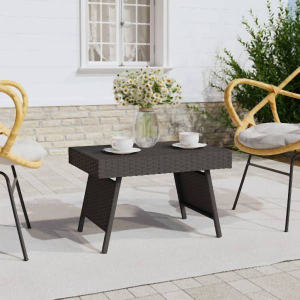 vidaXL Beistelltisch Klappbar Schwarz 60x40x38 cm Poly Rattan, 319408
