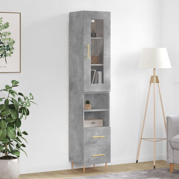 vidaXL Highboard Betongrau 34,5x34x180 cm Holzwerkstoff, 3199293