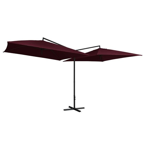 vidaXL Doppelsonnenschirm mit Stahlmast 250 x 250 cm Bordeauxrot, 47324