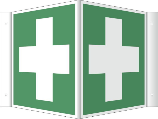 Moedel Winkelschild Erste Hilfe, ISO 7010, Kunststoff, 200x200 mm, 76877