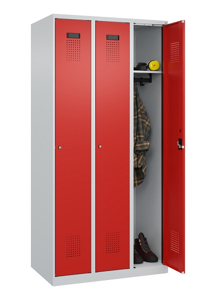 C+P Spind Evolo PLUS, 3 Abteile, 1850x900x500mm, 7035/3020, Verschluss Zylinderschloss, Ablageböden 3, 049000-30 S10032