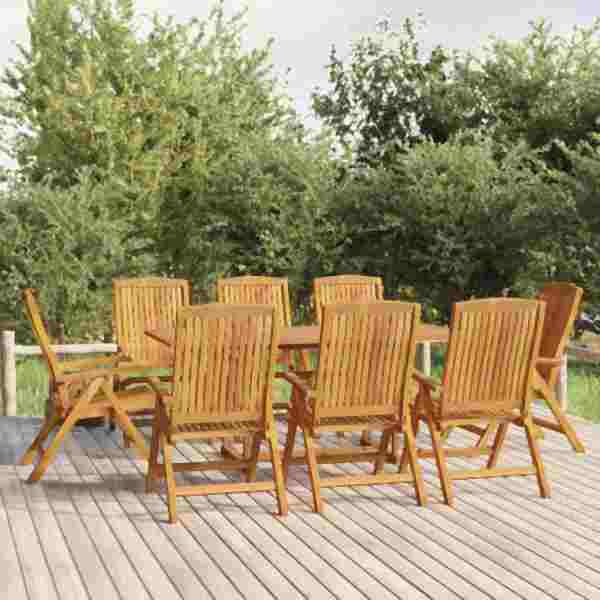 vidaXL Gartenstühle 8 Stück Verstellbar Massivholz Teak, 3154925