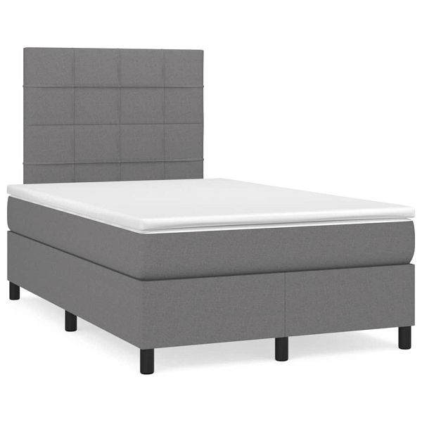 vidaXL Boxspringbett mit Matratze & LED Dunkelgrau 120x190 cm Stoff, 3270198