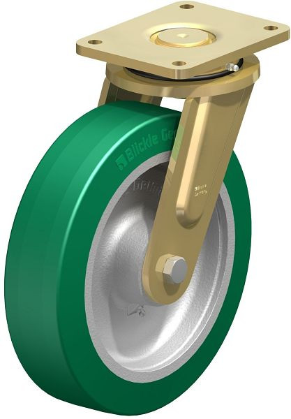 Blickle LS-GST 302K Stahlgeschweißte Schwerlast-Lenkrolle, schwere Drehkranz-Ausführung, Blickle Softhane®, Grün, 755053