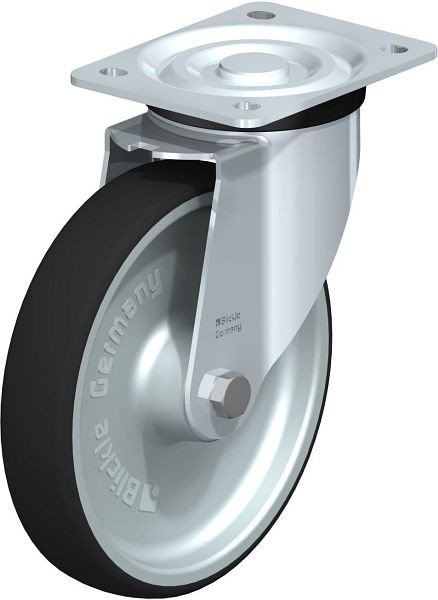 Blickle L-PATH 200R Stahlblech-Lenkrolle, mittelschwere Ausführung, mit Anschraubplatte, Thermoplastisches Polyurethan, Grau, 847024