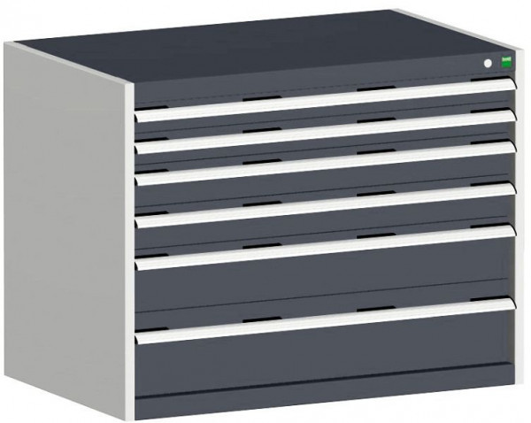 bott cubio Schubladenschrank bestückt mit 6 Schwerlastschubladen BxTxH: 1050 x 650 x 800 mm, RAL 7035/7016, 40021192.19V