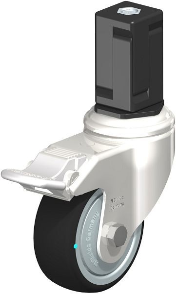 Blickle LKRXA-PATH 80KD-11-FI-FK-EXV17 Edelstahl-Apparate-Lenkrolle mit Expander & Feststeller, Thermoplastisches Polyurethan, Grau, 853415