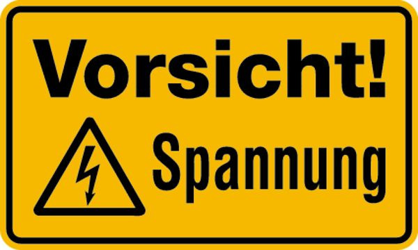 Schilder Klar Betriebsbeschilderung Vorsicht! Spannung, 200x120 mm Folie selbstklebend, 173/62