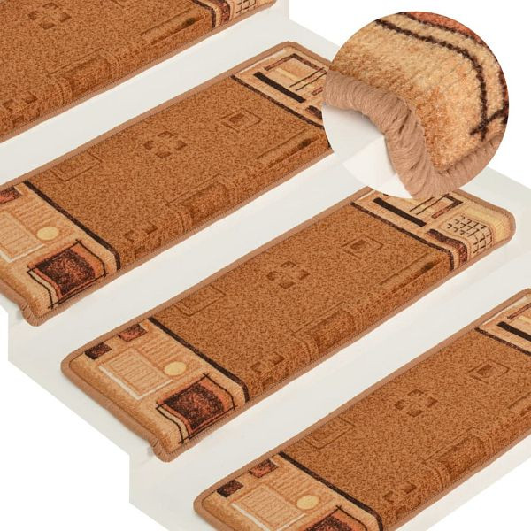 vidaXL Treppenmatten Selbstklebend 15 Stück 65x21x4 cm Beige, 326207