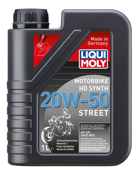 LIQUI MOLY Motoröl Motorbike HD Synth 20W-50 Street, Kanister Kunststoff, VE: 1 Liter, 3816