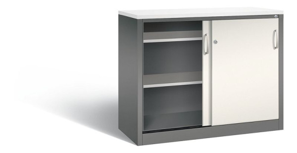 C+P Sideboard mit Schiebetüren Acurado, H1000xB1200xT500mm, Farbe: Vulkangrau / Perlweiß, Bügelgriff, 2056-00 S10088