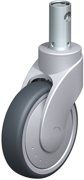 Blickle LWG-TPA 126K-CS11-FK Kunststofflenkrolle WAVE mit Rückenloch & Feststeller, Thermoplastisches Gummi-Elastomer, Grau, 849555