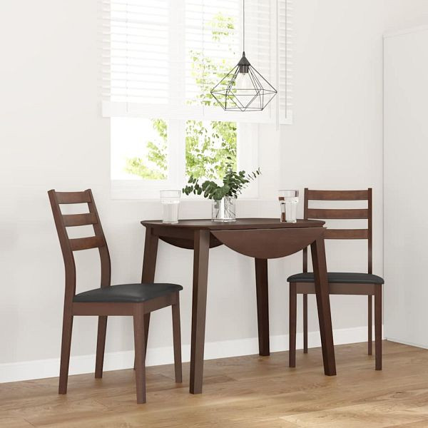 vidaXL Esszimmerstühle mit Kissen 2 Stk. Braun Massivholz Gummibaum, 4102516