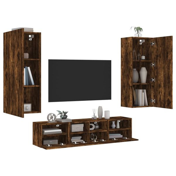 vidaXL 5-teilig Wohnwand Räuchereiche Holzwerkstoff, 3216543