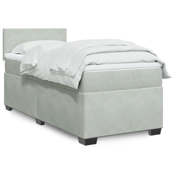 vidaXL Boxspringbett mit Matratze Hellgrau 80x200 cm Samt, 3286156