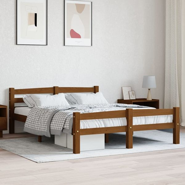 vidaXL Massivholzbett Honigbraun Kiefer 120x200 cm, 322077
