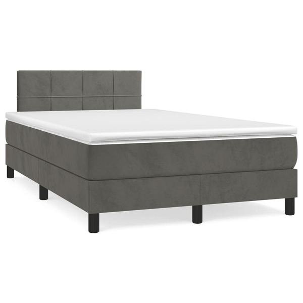 vidaXL Boxspringbett mit Matratze Dunkelgrau 120x190 cm Samt, 3269838