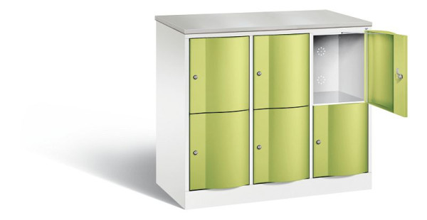 C+P Schließfachschrank Resisto, H1077xB1148xT540mm, Farbe: Verkehrsweiß / Viridingrün, 8472-372 S10176