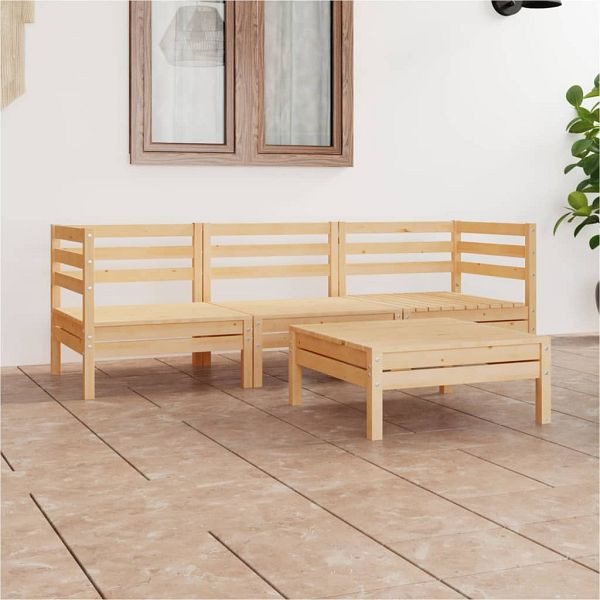 vidaXL 4-teilig Garten-Lounge-Set Massivholz Kiefer, 3082467