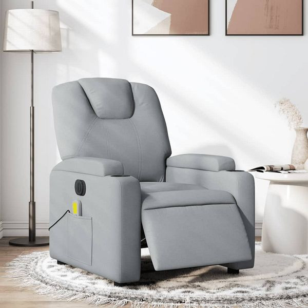 vidaXL Massagesessel Elektrisch Hellgrau Stoff, 3204356