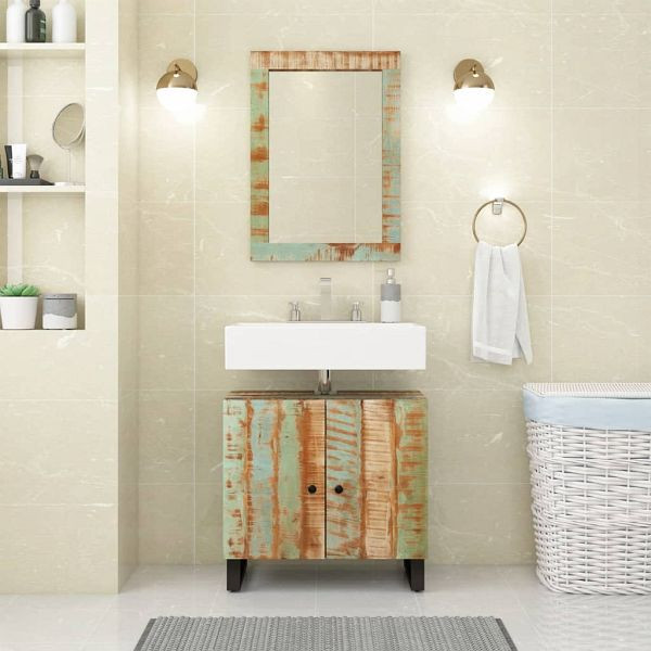 vidaXL Spiegel 70x50 cm Altholz Massiv und Glas, 351984