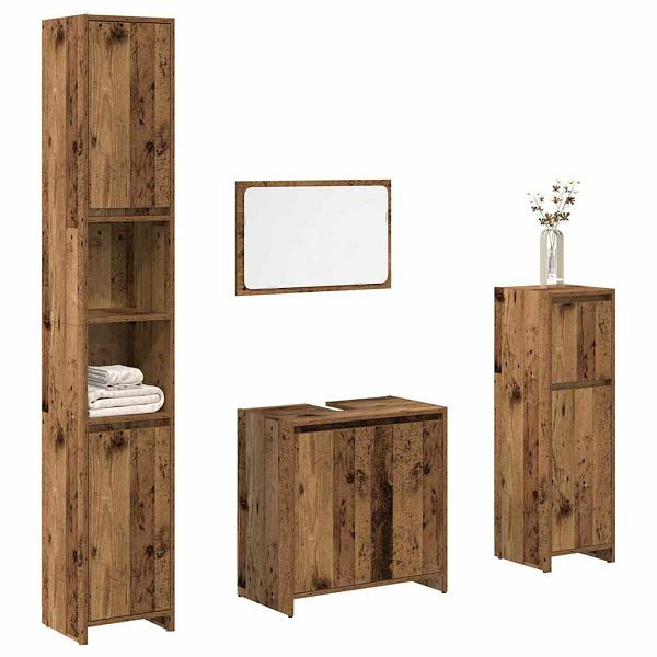 vidaXL 4-tlg. Badmöbel-Set Altholz-Optik Holzwerkstoff, 3328555