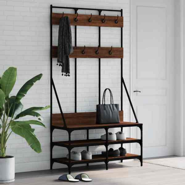 vidaXL Kleiderständer mit Schuhablage Braun Eichen-Optik 100x40x184 cm, 837841