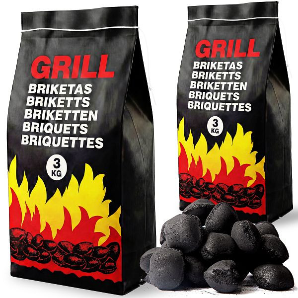 DEUBA Holzkohlebriketts, VE: 2er-Set je 3kg, 991959, 4250525363265