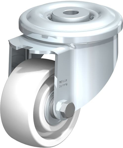 Blickle LKR-SPO 75K Stahlblech-Lenkrolle, schwere Ausführung, mit Rückenloch, Polyamid, Weiß, 613034