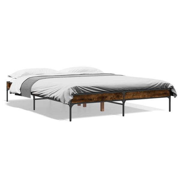 vidaXL Bettgestell Räuchereiche 140x200 cm Holzwerkstoff und Metall, 845018